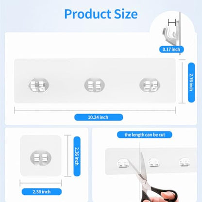 Elegant Shower Caddy Adhesive Replacement, 6 PCS Strong Waterproof Adhesive Hooks and Strips for Shower Shelf and Bathroom Storage Shelves, No Drilling Also Fit Kitchen Rack - color: Transparent-6 Pack