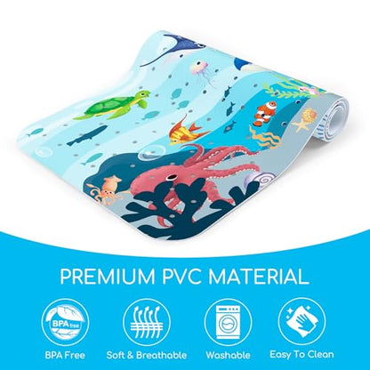 Baby Bath Mat for Tub, Non Slip Kids Bath Shower Mat, 40 X 16 Inch Large Bathtub Mat with Drain Holes and Suction Cups for Toddlers, Machine Washable and Waterproof (Whale) - color: Whale