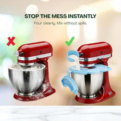 Silicone Splash Guard for 4.5-5 Qt Tilt-Head Stand Mixers – Mess-Free Pouring Shield with Ingredient Chute & Collapsible Funnel, Food-Grade BPA-Free Bowl Cover for Stainless Steel & Glass Bowls