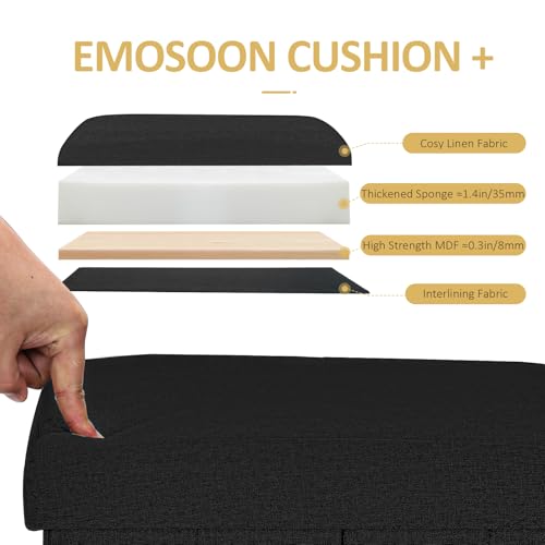 Tall Ottoman with Storage Collapsible Fabric Small Slim Folding Ottoman Furniture with Handles Lid for Room Footrest Foot Stool Linen Black 16.5x16.5x11.8in - color: Black