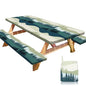 Picnic Table Cover with Bench Covers Portable Table Cloth Built-in Storage Pocket Fitted Tablecloth with Elastic Edges Waterproof Camping Essentials for Indoor Outdoor Rv,72in,Green Blue