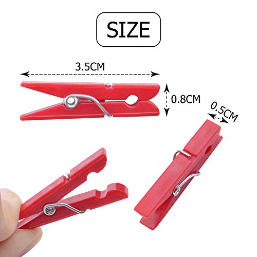Jdesun 50 Pieces Photo Clips,Mini Plastic Picture Paper Clip Clothespins Peg for Office,Home,Arts(Red) - color: Red