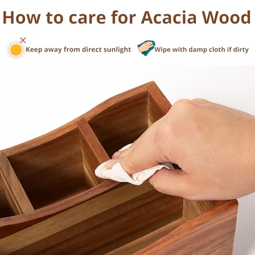 Utensil Caddy for Parties - Acacia Wood Silverware Caddy for Party Kitchen Countertop - Utensil Holder for Party Kitchen Counter - Cutlery Flatware Caddy Silverware Holder for Countertop Organizer