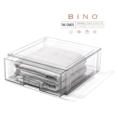 BINO | Stackable Storage Drawers, X-Large - Clear | THE CRATE COLLECTION | Storage Bins With Drawers | Bathroom Organizers | Under Sink Organizer | Vanity Cabinet Home Organization - size: X-Large