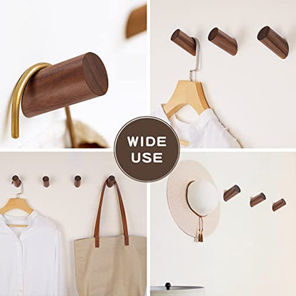 Felidio Wooden Wall Hooks, 2 Pack Coat Hooks Wall Mount, Natural Wood Hooks Coat Rack, Heavy Duty Hooks for Hanging Towels Entryway Coats Hat Rack for Wall (Walnut Wood) - color: Black Walnut - 2 Pack
