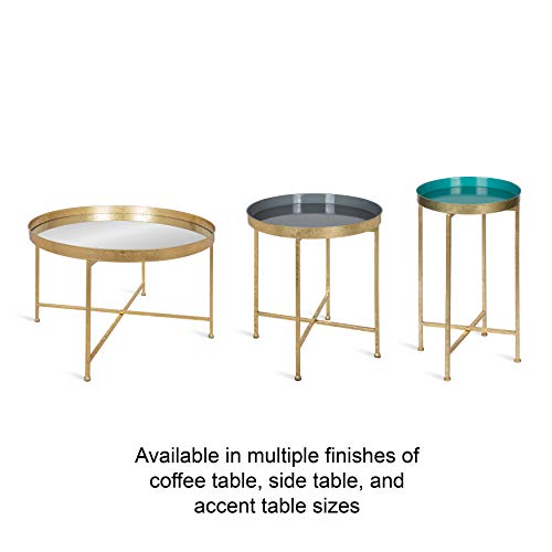 Kate and Laurel Celia Round Metal Foldable Accent Table with Tray Top, Black - color: Black