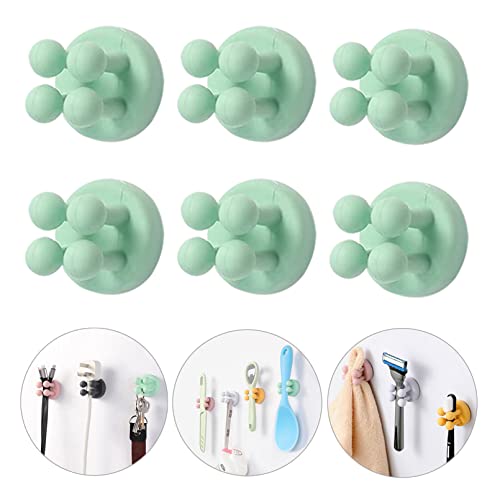 iBetterLife Adhesive Silicone Toothbrush Holder - 6Pcs Multi-Function Waterproof Wall Mounted Single Hook for Hanging Tooth Brushing, Utility Plug Holder for Bathroom Kitchen Living Room Office, Green - color: Green