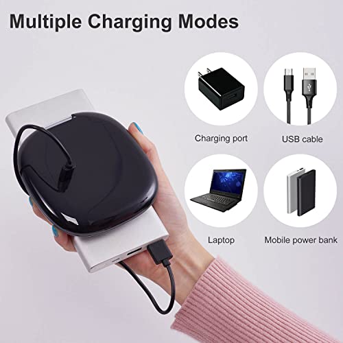 Mocado Compact LED Magnifying Travel Makeup-Mirror - 4 inches 1X/10X Magnification Small Hand Pocket Dimmable Double Sided USB Rechargeable Touch Screen, Portable Tabletop Cosmetic (Black) - color: Black