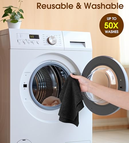 KitchLife Microfiber Cleaning Cloth Roll, 200 Pack - Tear-Away Microfiber Paper Towels, Lint-Free, Reusable, Washable for Kitchen, Car, Dishes, and Sensitive Surfaces (Black) - color: Black, size: 100 Pack x 2