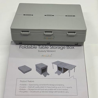 Folding Storage Box with Table, 3 in 1 Camping Collapsible Bins with Parking Warning Sign, Multifunctional Foldable Container, Outdoor Storage Bin for Picnic, Home, Office, Car