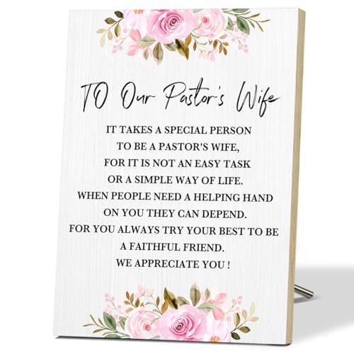 To Our Pastor's Wife Inspirational Wall Sign - Pastor Wife Appreciation Gifts - Wooden Desktop Decor for Christian Desk - Rustic Wall Art for Prayer Room - Bible Verse Gifts for Women - F480 - color: Pastor's Wife