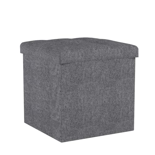 B FSOBEIIALEO Storage Ottoman Cube, Storage Chest Folding Foot Rest Seat, Linen Grey 12.6"X12.6"X12.6" (2 Pack) - color: Grey