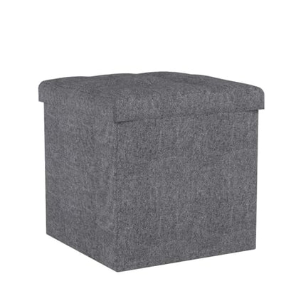 B FSOBEIIALEO Storage Ottoman Cube, Storage Chest Folding Foot Rest Seat, Linen Grey 12.6"X12.6"X12.6" (2 Pack) - color: Grey