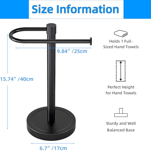 Heavy Duty Towel Holder Stand, Stainless Steel Hand Towel Holder Rack for Bathroom Countertop, Weighted Base C-Shape Free Standing Towel Bar for Bathroom Kitchen Countertop, Matte Black - size: C-Shape