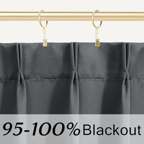 Lino Rosa Small Basement Window Curtains 18 Inch Length,Pinch Pleated Cafe Blackout Mini Curtains for RV Camper Kitchen - color: Grey, size: 24"W x 18"L (Pack of 1)