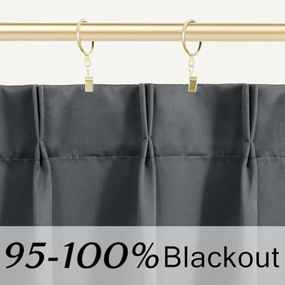 Lino Rosa Small Basement Window Curtains 18 Inch Length,Pinch Pleated Cafe Blackout Mini Curtains for RV Camper Kitchen - color: Grey, size: 24"W x 18"L (Pack of 1)
