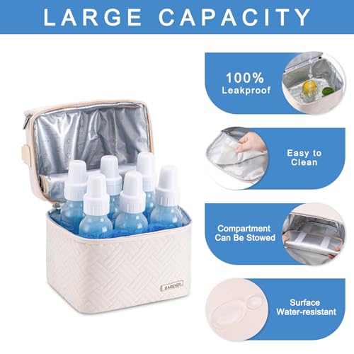 Breastmilk Cooler Bag with Ice Pack Fits 6 Baby Bottles up to 9 Ounce, Breast Milk Pump Cooler Bag with Shoulder Strap for Nursing Mom Daycare, Work, Travel- Cream - color: Cream 1