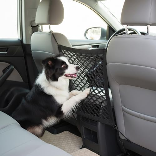 Dog Car Net Barrier Stretchable Mesh Dog Car Barrier For Suv Easy Install Elastic Cars Divider For Dogs with Storage Mesh Safer Driving Separates Pets From Passengers For Safely Cars Suvs Vans