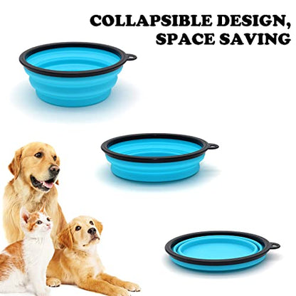 2-Pack Small Dog Travel Bowl, Collapsible Bowls for Dogs, Foldable Cat Water Bowl, Portable Pet Feeding Watering Traveling Dish (Pink & Light Blue) - color: Pink & Light Blue