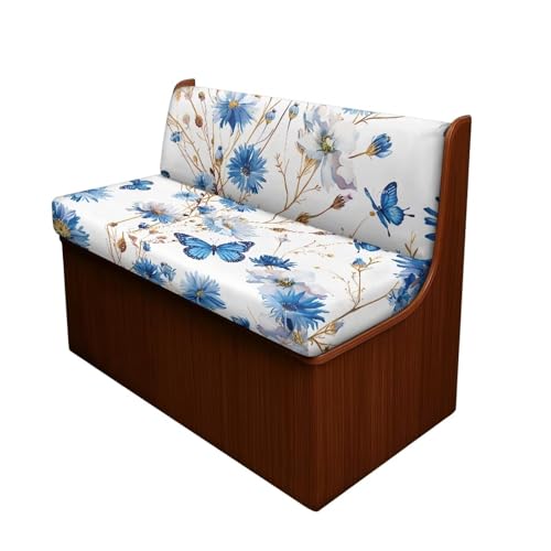 RV Dinette Cushion Covers Blue Butterfly Flowers Stretch Sofa Slipcover Non Slip Camper Furniture Protector Replacement Car Bench Cover - color: Blue Butterfly Flowers