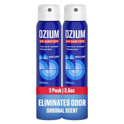 Ozium 3.5 Oz. Air Sanitizer & Odor Eliminator for Homes, Cars, Offices and More, Original Scent,(Pack of 2), clear - size: 3.5 Ounce (Pack of 2)