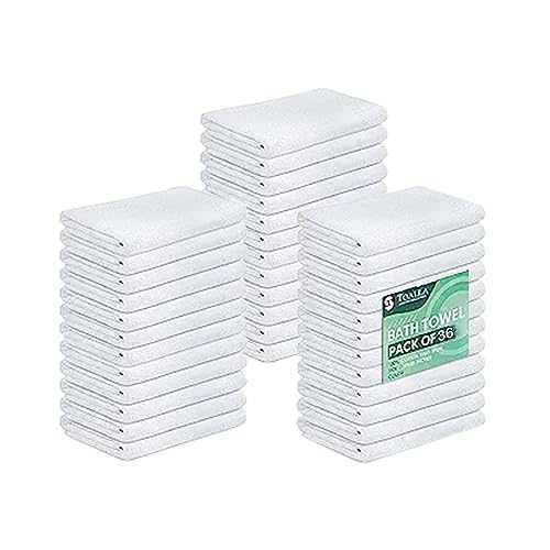 White Bath Towels (Pack of 36, 20x40 Inches, 100% Cotton, Lightweight, Quick Drying, Commercial Grade) - color: White, size: BATH TOWEL PACK OF 36 20X40