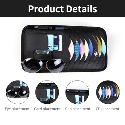 1 Pcs Black Car Sun Visor CD Holder, Universal Fit, Fits Most Cars, SUVs, and Trucks - color: Black