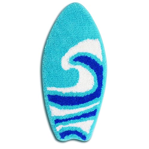 Drydiet Surfboard Bathroom Rug Summer Beach Door Mat Bath Mat for Shower Bathroom Decoration Surfboard Wave Non Slip Washable Bath Rug for Shower - style: Surfboard