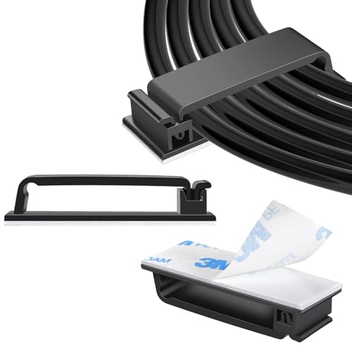 XHF 100 PCS Self Adhesive Cable Clips(L) Black,Wire Clips Cable Management Wire Organizer Cord Holder for Under Desk, Car, Wall, TV PC Ethernet Cable - color: Black, size: L-100 PCS