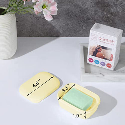 Quatish 2 Pack Travel Soap Container, Portable Soap Holder with Lid, Travel Bar Soap Holder, Soap Case for Camping Gym Travel, Soap Box for Bathroom, Yellow - color: Yellow