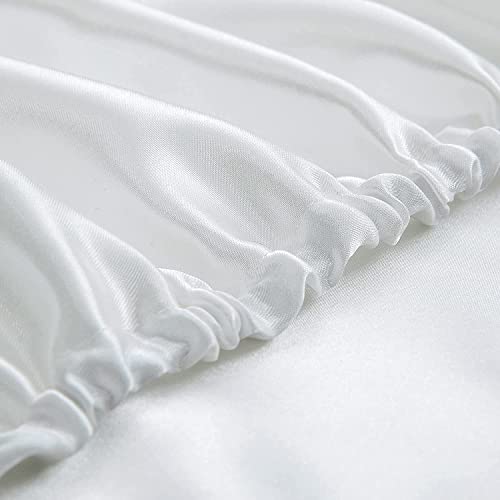 Homiest 3pcs Satin Sheets Set Luxury Silky Satin Bedding Set with Deep Pocket, 1 Fitted Sheet + 1 Flat Sheet + 1 Pillowcase (Twin XL Size, White) - color: White, size: Deep pocket - Twin XL size