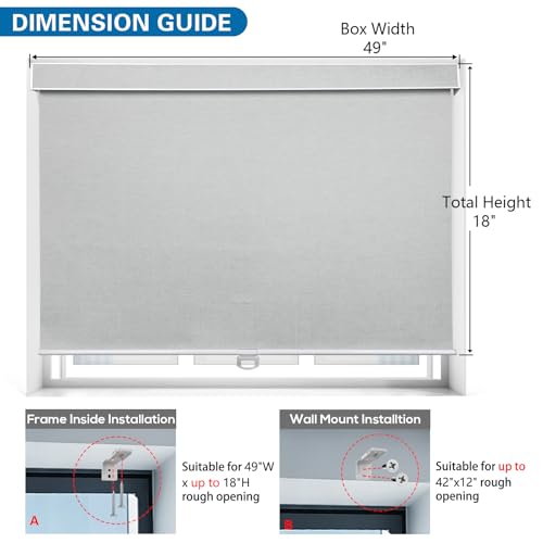 Cordless RV Blind, Blackout Window Curtain Pleated Shade for RV, Camper and Motorhome Window, Fit for 42" W x 12" H Rough Opening RV Window, Grayish White - size: 49"W x 18"H