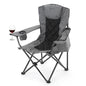 ARROWHEAD OUTDOOR Portable Deluxe Folding Camp Quad Chair w/Headrest, Glass & Cup Holders, Armest 6-can Cooler, Heavy Duty Carry Bag, 550 lbs Weight Capacity - color: Grey