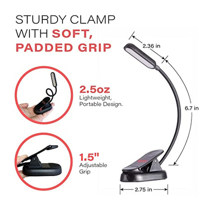 hooga Amber Book Light – Blue Light Blocking Reading Light for Bed, Stepless Dimming, Rechargeable Clip-On Night Light, 1600K Amber & 625nm Red LED for Night Reading - color: Dual Red & Amber