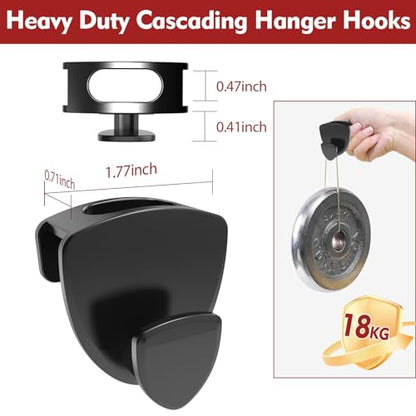 Latoxcaa Space Saving Standard Hanger Hooks 50Pcs, Upgrade Heavy Duty Space Saver Hangers Connector Hooks for Clothes, Premium Hanging Closet Organizer for Dorm, Ganchos para Colgar Ropa, Black - size: 50 Pcs