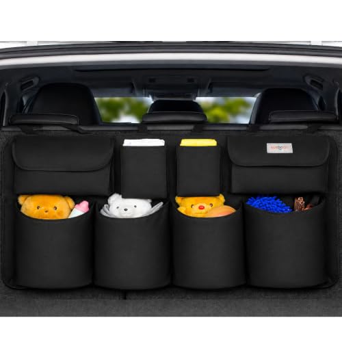 SURDOCA Car Trunk Organizer, LARGE CAPACITY Car Storage Bag with 8 Pockets, 7X Upgraded Trunk Storage Organizer for Car, SUV, Truck, MPV - color: All Black, size: L-35.5x18.2in