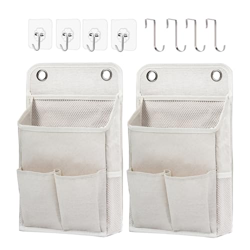 Hanging Basket for Organizing, Wall Organizer with Pockets and Over The Door Organizer，Can for Home, Closet, Office and Camper (2 White) - color: White, size: 2 pack