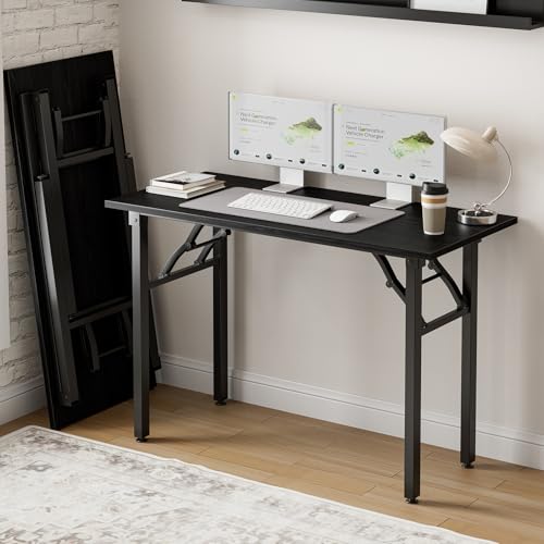 Frylr Small Folding Computer Desk – Portable 43.3 Inch Foldable Laptop Table, Collapsible and Compact for Easy Storage and Fast Setup, Lightweight for Small Spaces, Craft and Study Use, Dark Oak - color: Dark Oak, size: 43.3 x 19.7 Inch, style: NO Power O