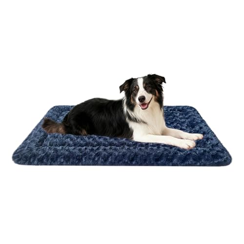 Dog Bed Mat, Dual-Sided Dog Crate Bed Mat - Ultra Soft & Machine Washable Kennel Pad for Large Dogs, All-Season Comfort Pet Bed for Crates, Travel, and Home, Dark Blue 35 x 23 Inch - color: Dark Blue, size: Large 35 x 23 x 1.5 in
