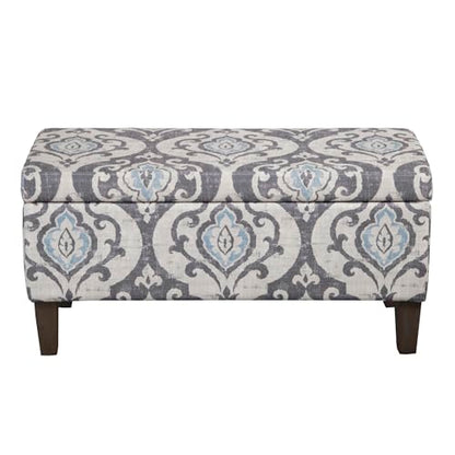 HomePop 36" Storage Ottoman Bench with Hinged Lid - Slate Damask - color: Slate Damask