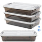 Beeveer 4 Pcs Plastic Under Bed Storage Containers with Lid Wheel Handle, Transparent Large Capacity Stackable Latching Storage Bins for Closet Bedroom Clothes Shoes (Brown,23.7 x 15.8 x 5.2) - color: Brown