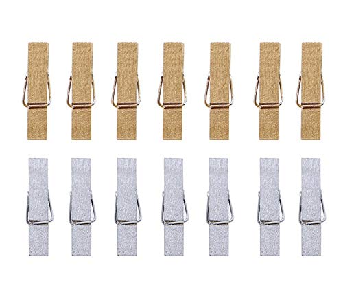 iKammo 50pcs Wooden Clothespins - Mini Gold Clothes Pins, 1.38 inch, Photo Pegs for Wrapping, Picture Hanging, Arts&Crafts, Photo Display (Gold, 3.5 * 0.7cm) - color: Gold, size: 3.5*0.7cm