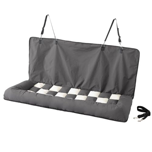 Soulbond Dog Bed for Car Back Seat, Soft Backseat Dog Bed Hammock, Non-Slip Pet Car Seat Cover for Back Seat, Pet Travel Bench Sofa for Cars/Small SUVs/Sedan, Dark Gray
