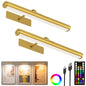 EZVALO 13in Picture Light for Wall, 4000mAh Rechargeable Art Light with Remote, RGB & 3 Color Temps, Battery Operated Wall Light for Paint, Photo - 2 Pack - color: RGB Gold