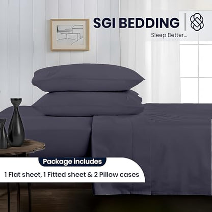 SGI bedding 600 Thread Count 4 Piece 100% Egyptian Cotton Queen Size Sheets Set, 20" Deep Pocket Sheet Set, Premium, Breathable, Soft and Hotel-Quality Luxury Sheets - Dark Grey - color: 03 - Dark Grey, size: Queen