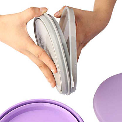 ME.FAN Silicone Collapsible Bowls - Silicone Folding Travel Bowl with Lids - Expandable Food Storage Containers Set - Portable, [27oz] - color: 2 Pack-Gray