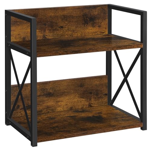 YINMIT Countertop Shelf Organizer,Coffee Bar Accessories,Spice Rack,Coffee Counter Shelf,2 Tier Coffee Organizer Station for Mugs,Cups,Cream,Syrup(Rustic Brown, Medium) - color: Rustic Brown Medium