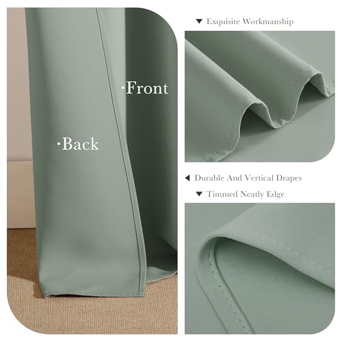 Pony DANCESage Green Blackout Curtains for Girls Bedroom Living Room 90 Inches Long 2 Panels, Nursery Thermal Insulated Room Darkening Drapes Solid Back Tab Window Treatments, W 42 x L 90 inch - color: Sage Green, size: 42"W x 90"L (Pack of 2)