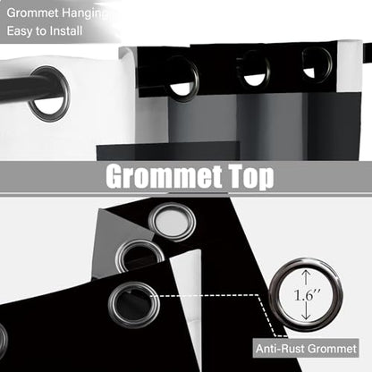Tyrot Black Grey 100% Blackout Curtains 52 inch Length 2 Panels Set White Grey Modern Abstract Geometric Drapes for Kitchen Black Out Curtains Insulated Room Darkening Small Window Curtains, 52Wx45L - color: Grey, size: 52"W x 45"L (Pack of 2)