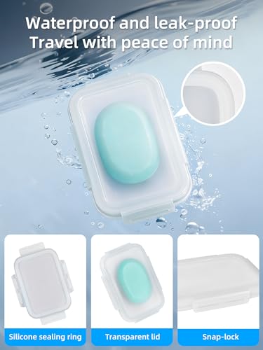 Silicone Compact Leakproof Travel Soap Case (Clear | Soap Holder Travel with Drainage Layer, Portable Bar Soap Holder for Gym, Camping & Bathroom, Soap Box Container Toiletries - color: Clear